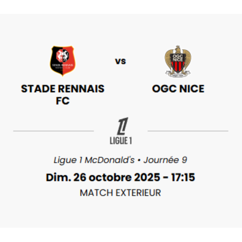 Match Stade Rennais FC  VS OGC NICE