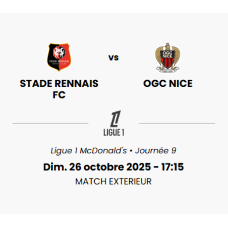 Match Stade Rennais FC  VS OGC NICE